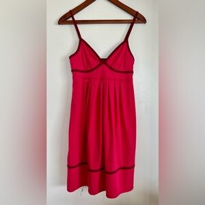American Eagle - Y2K Pink Babydoll Dress with Burgundy Trim (Size XS)